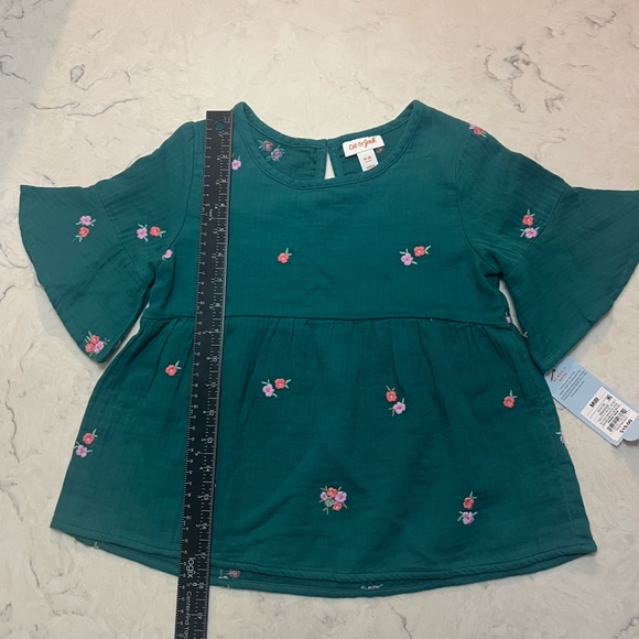 Cat & Jack Green Floral Kids Blouse Sz M - Picture 3 of 6